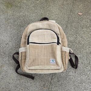 Vtg Earthtone Multipocket Boho Indie Himalayan Nettle Hemp Backpack